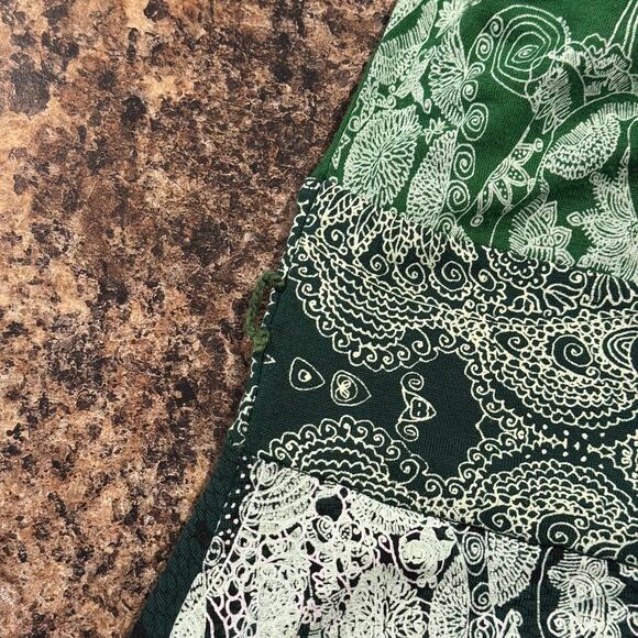 Desigual Dress Boho Hippie Festival Retro Paisley Patchwork Green Blue Small - Picture 3 of 5